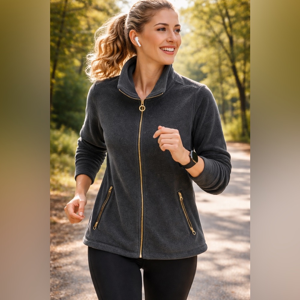 Calvin Klein Charcoal Fleece with Gold Zipper